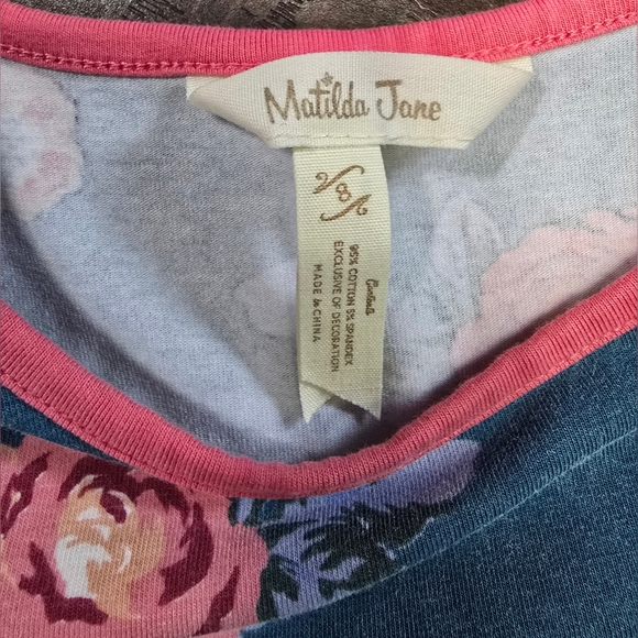 Matilda Jane Girls Blue Long Sleeve Floral Dress Size 8 - Picture 6 of 9